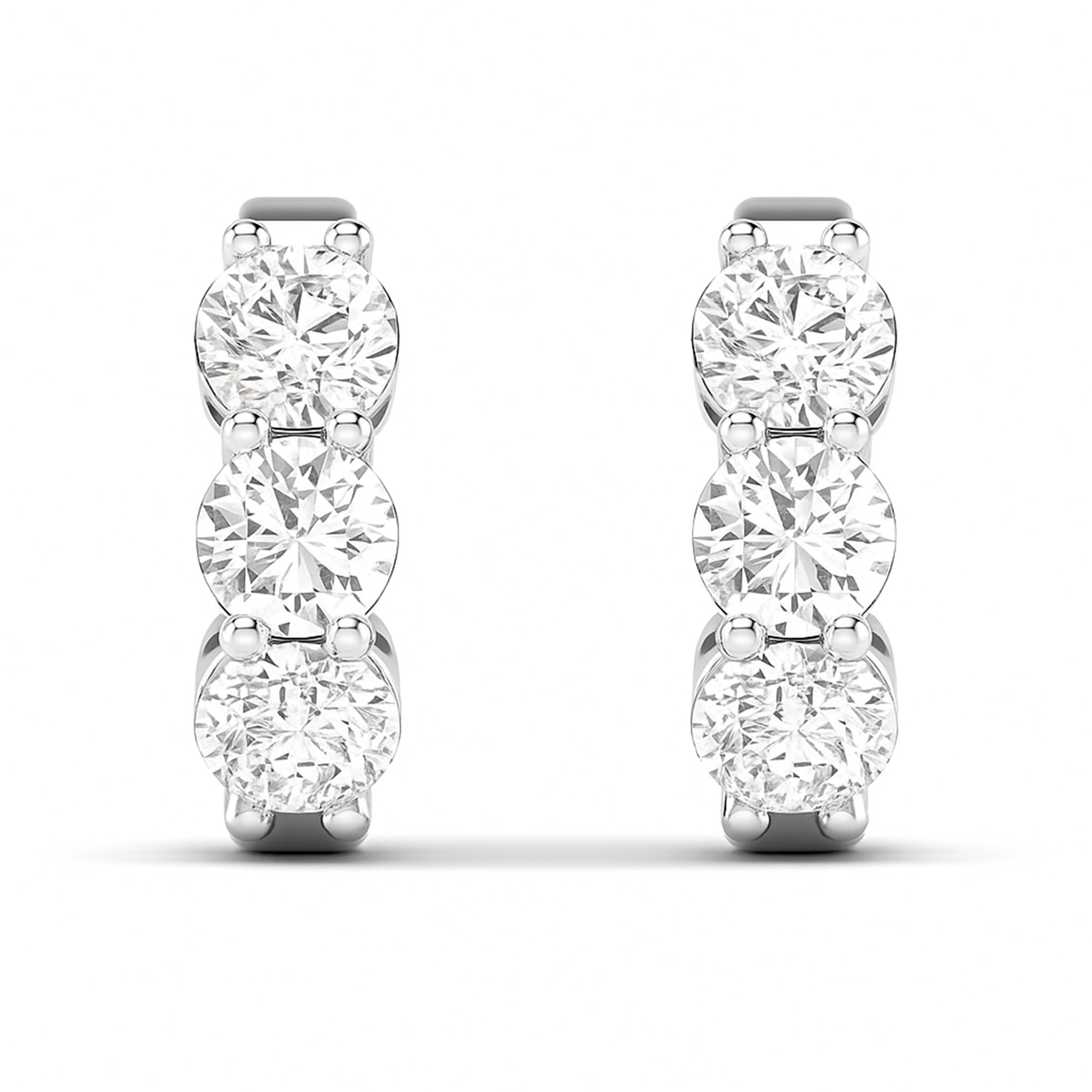 3-Stone Huggie Earrings Lab-Grown Diamonds