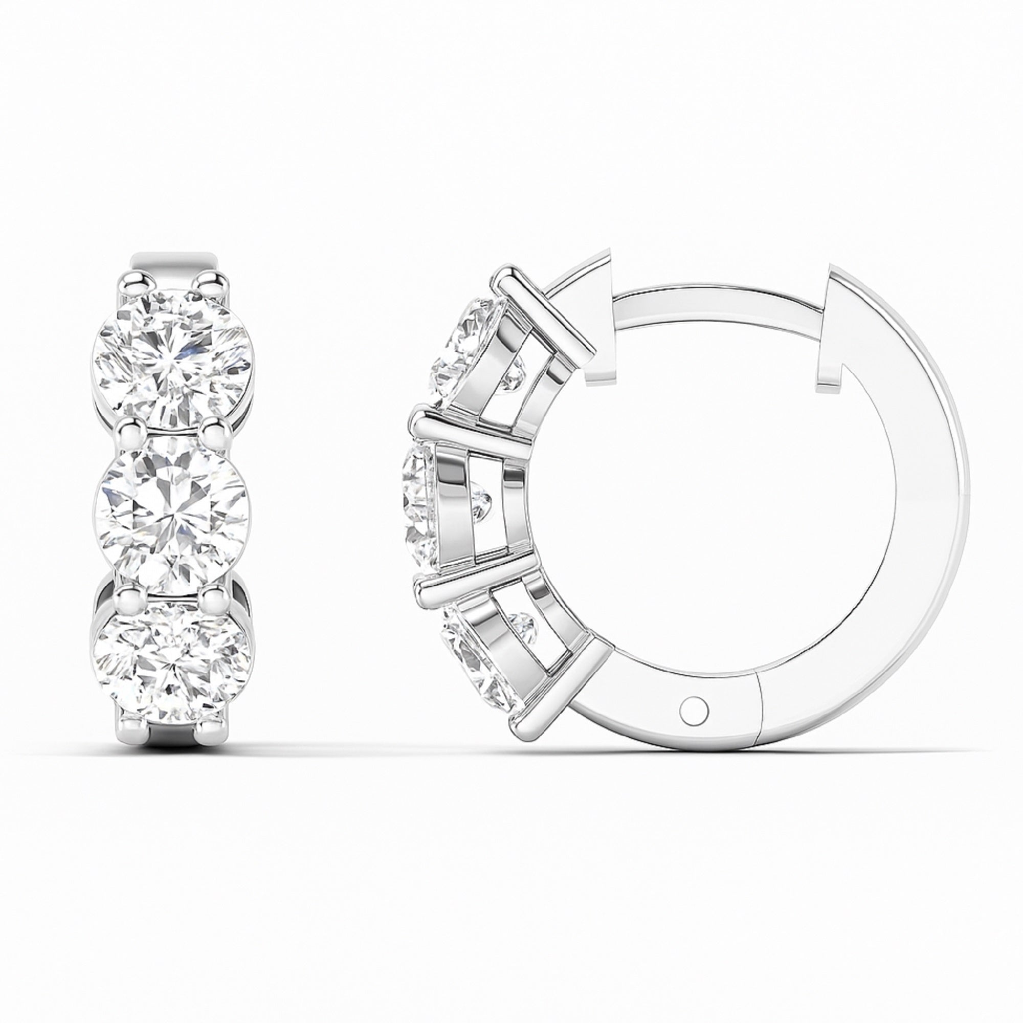 3-Stone Huggie Earrings Lab-Grown Diamonds