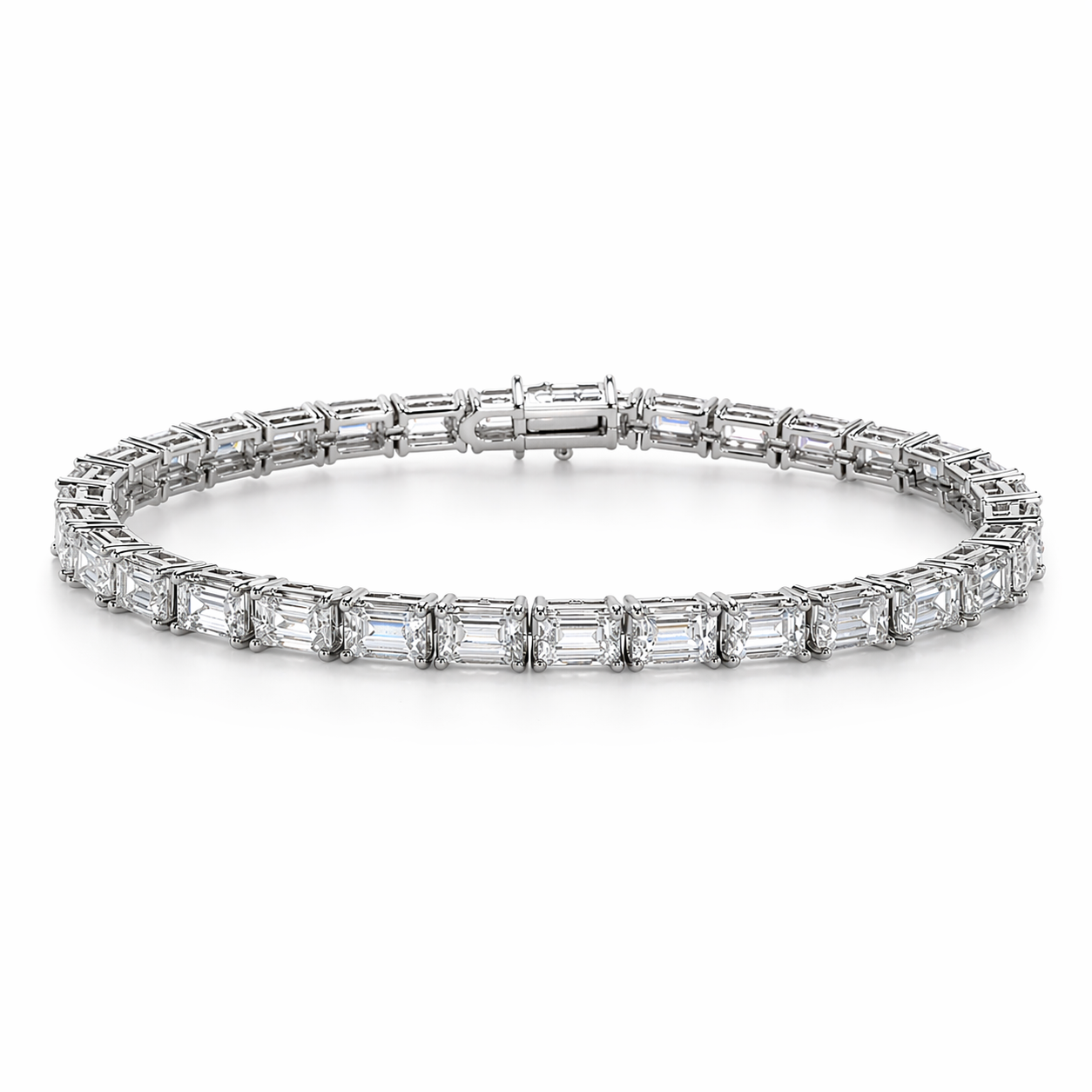 Emerald Cut Lab Grown Diamond Tennis Bracelet