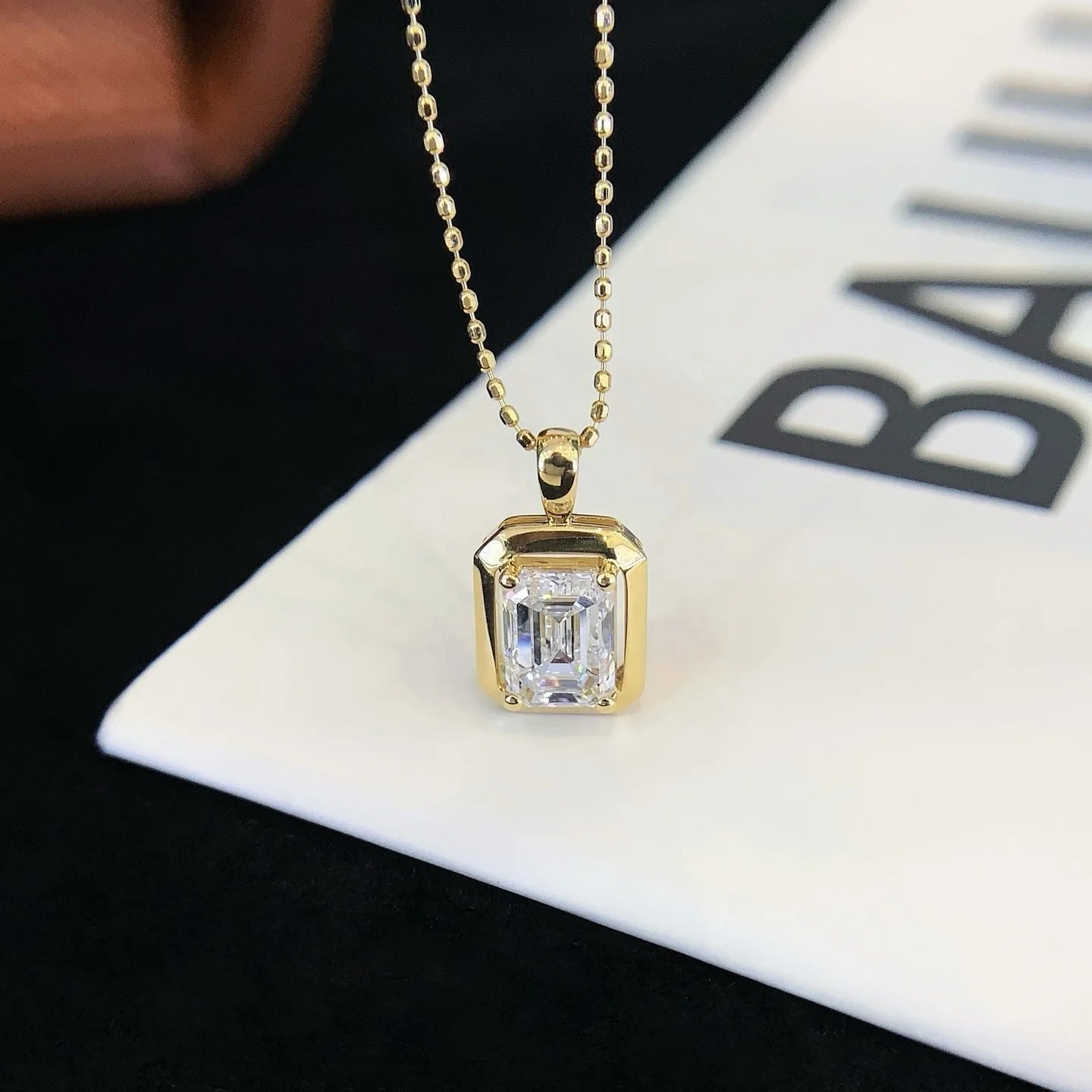 Emerald Cut Pendant Necklace