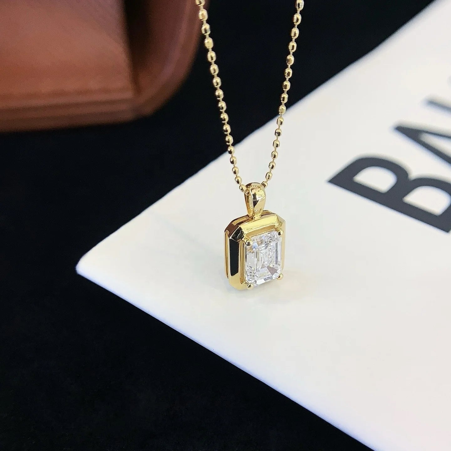 Emerald Cut Pendant Necklace