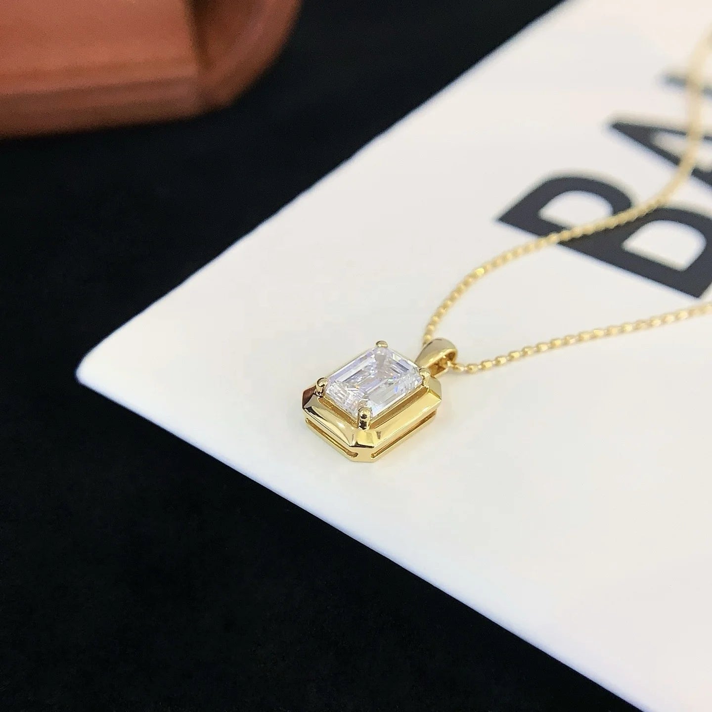 Emerald Cut Pendant Necklace