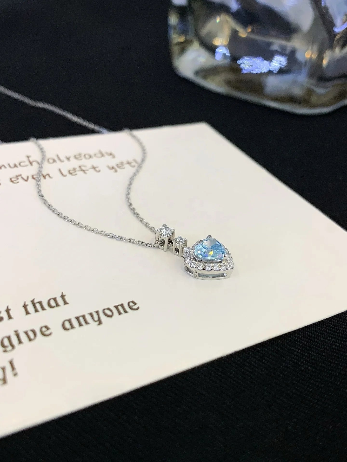 Blue Heart Pendant Necklace