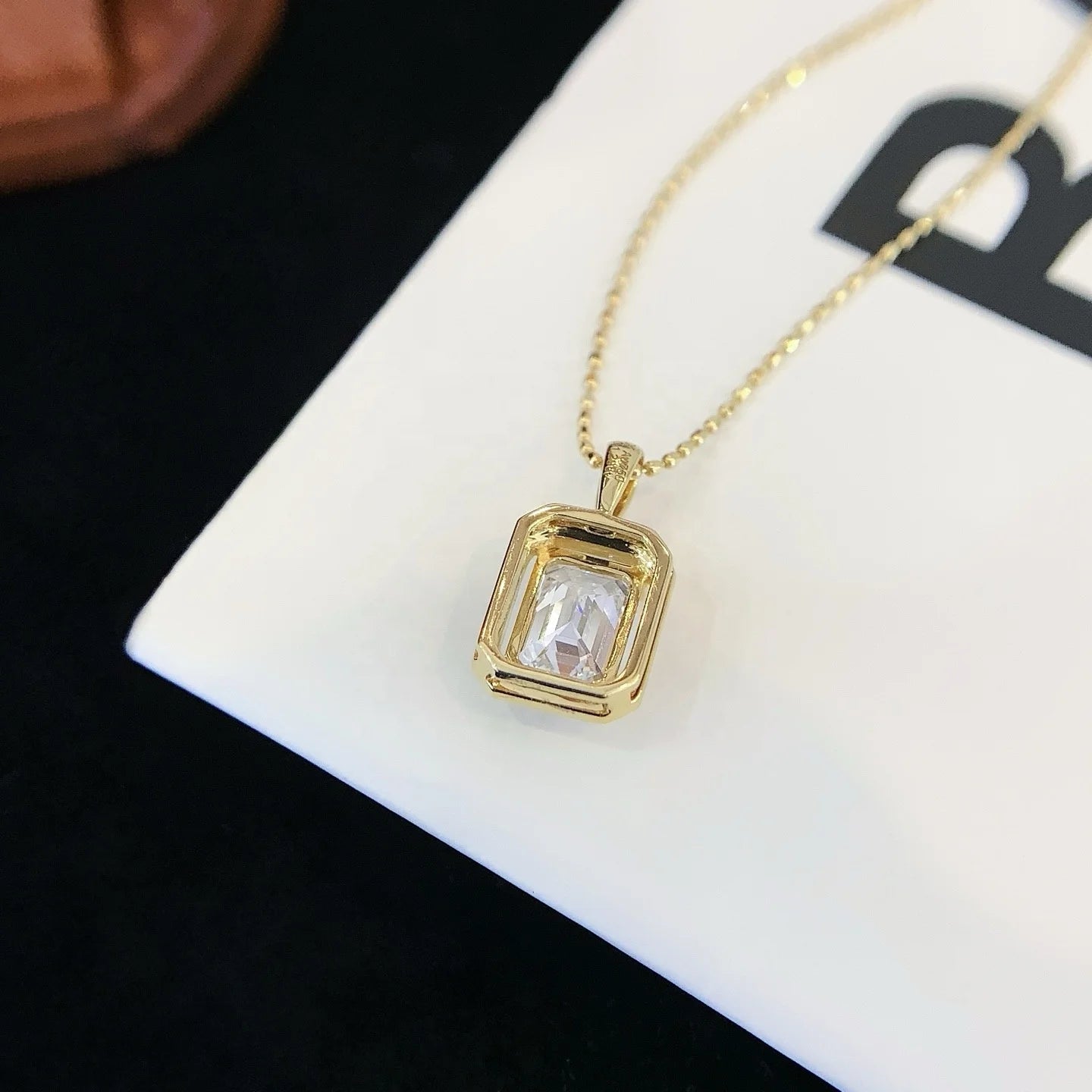 Emerald Cut Pendant Necklace