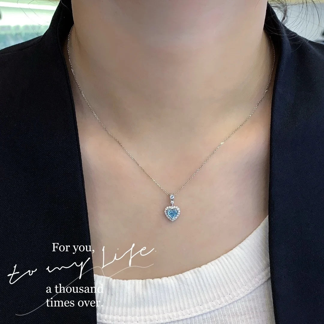 Blue Heart Pendant Necklace