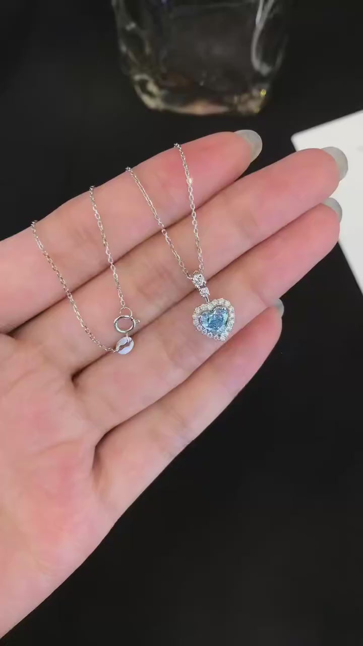 Blue Heart Pendant Necklace