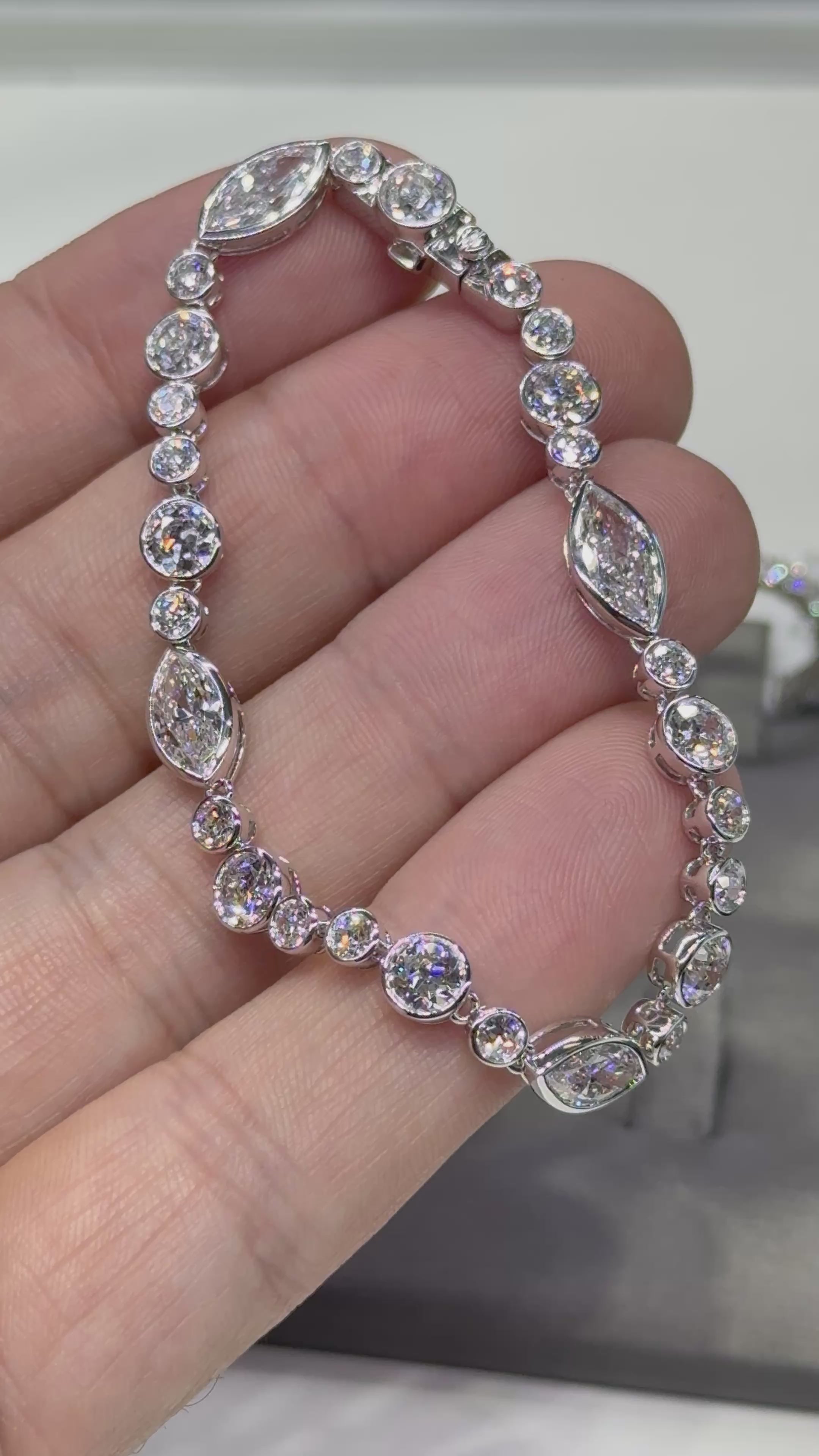 Marquise & Round Bezel Set Ladies Bracelet 10.37 carats