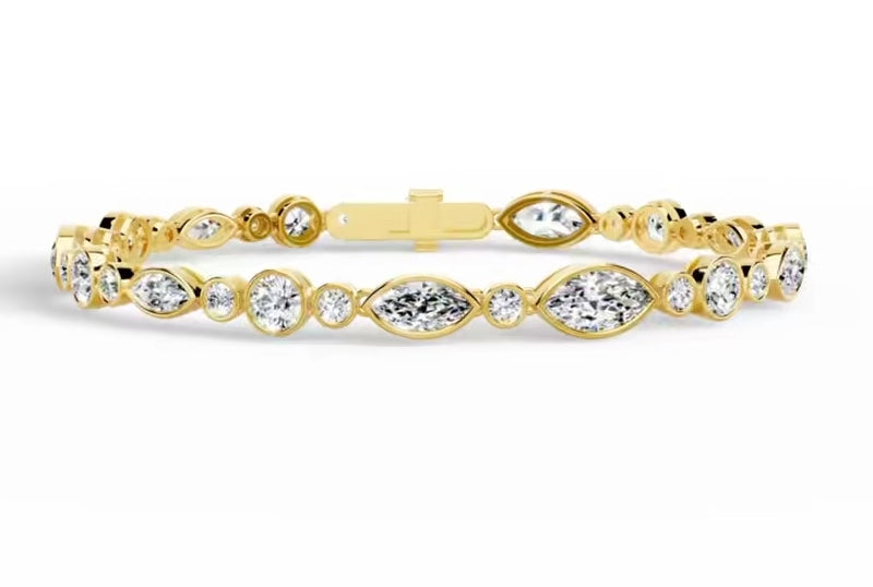 Marquise & Round Bezel Set Ladies Bracelet 10.37 carats