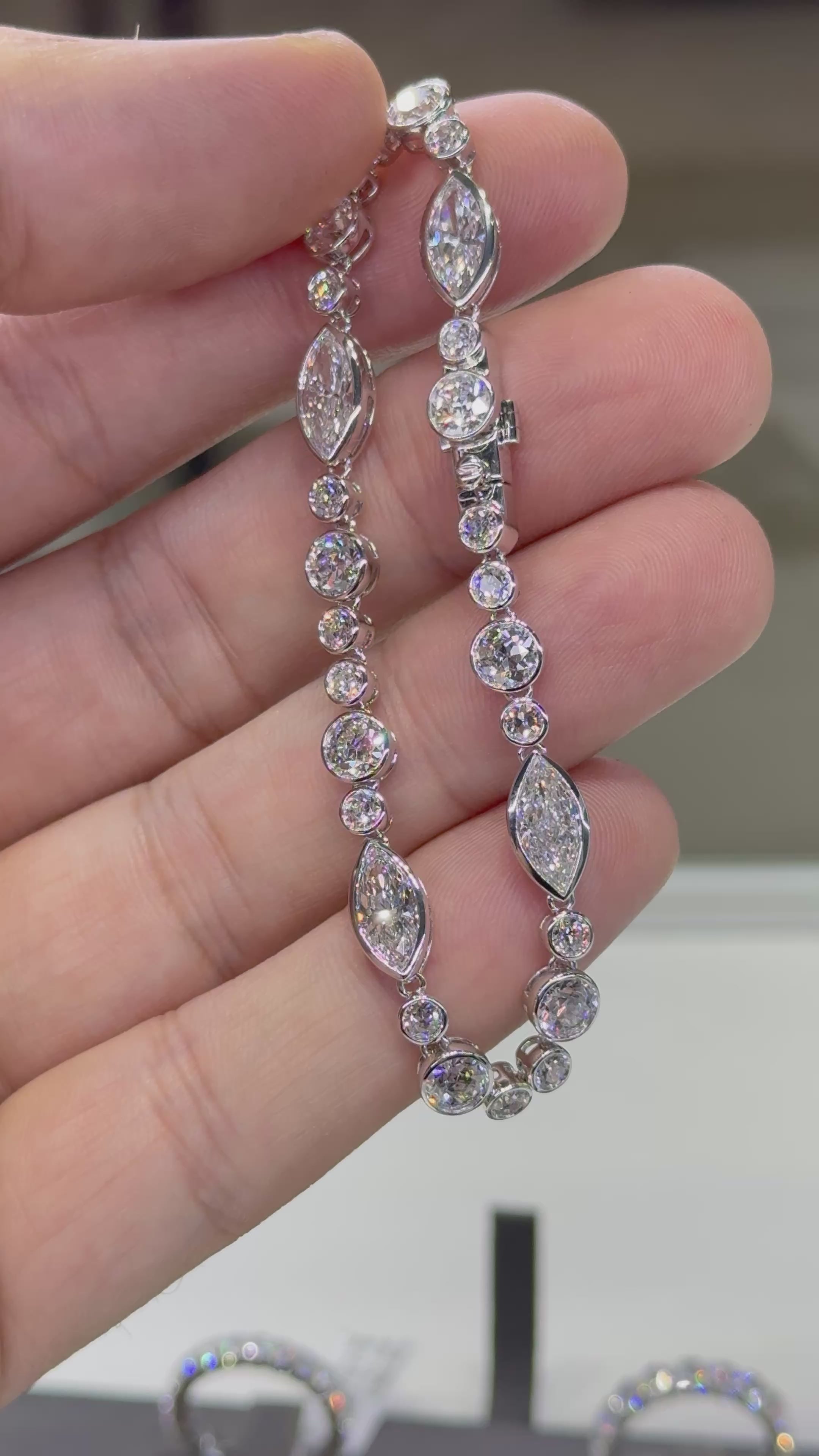 Marquise & Round Bezel Set Ladies Bracelet 10.37 carats