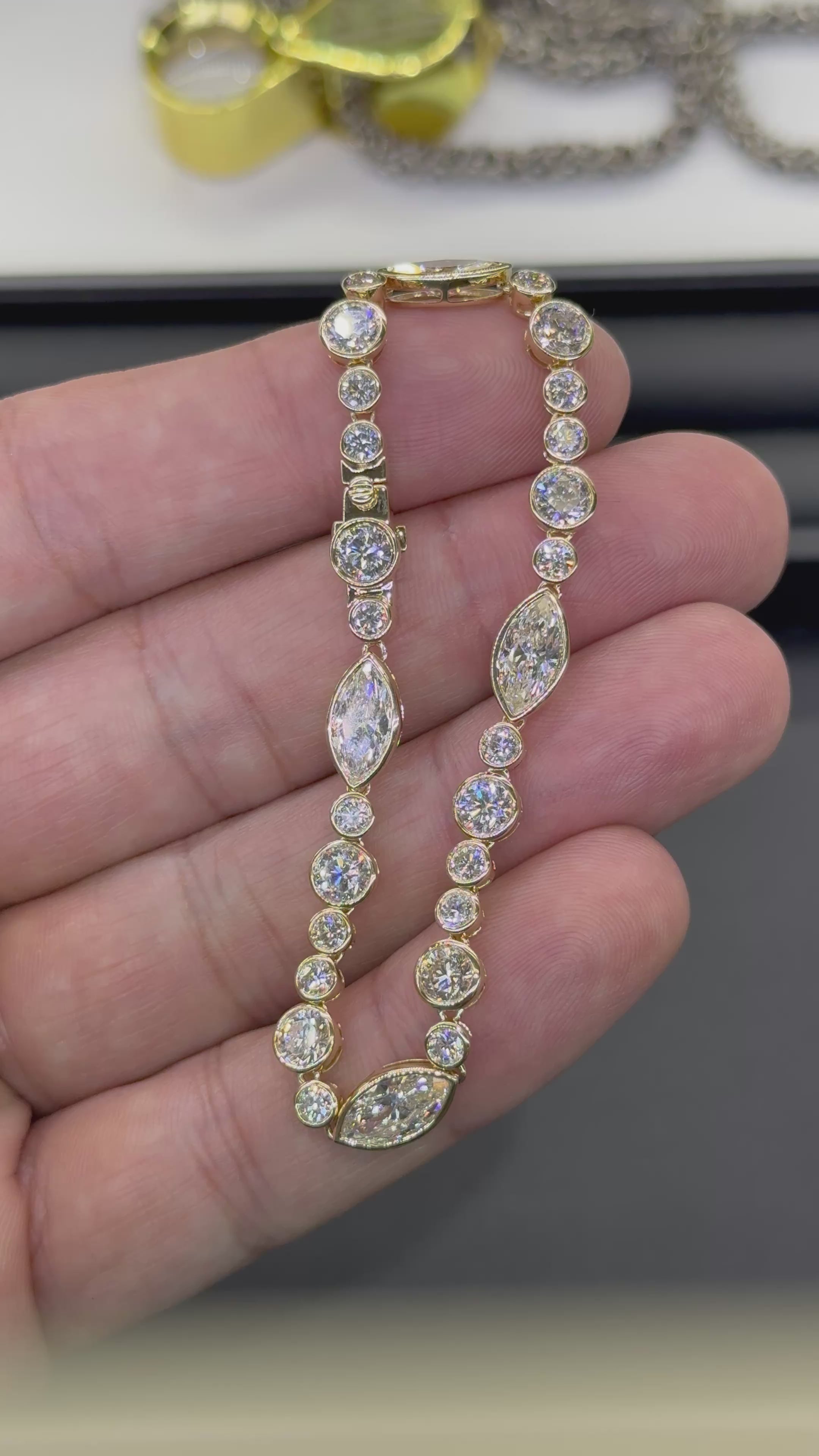 Marquise & Round Bezel Set Ladies Bracelet 10.37 carats