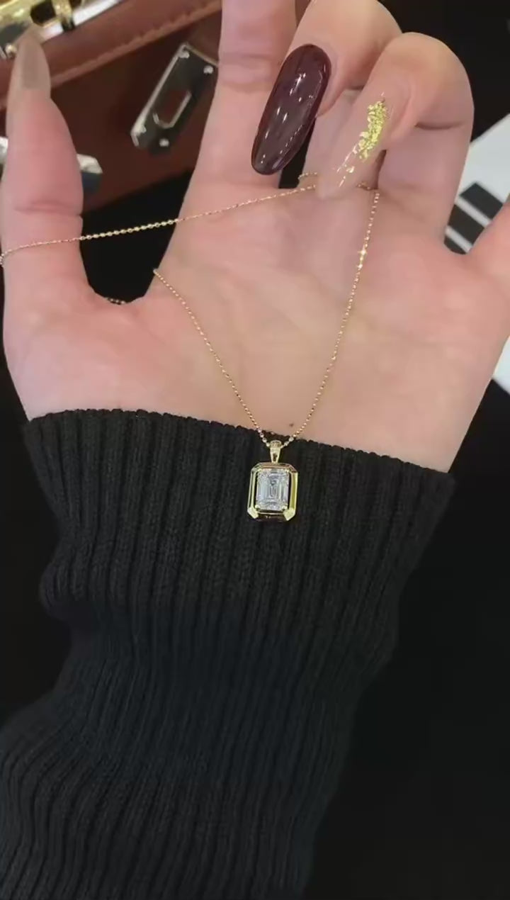 Emerald Cut Pendant Necklace