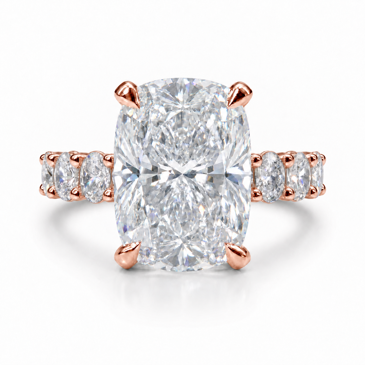 The 3MM Olivia engagement ring with a cushion lab-grown center diamond in rose gold