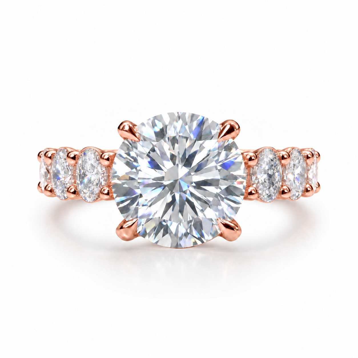 The 3MM Olivia engagement ring with a round lab-grown center diamond in rose gold