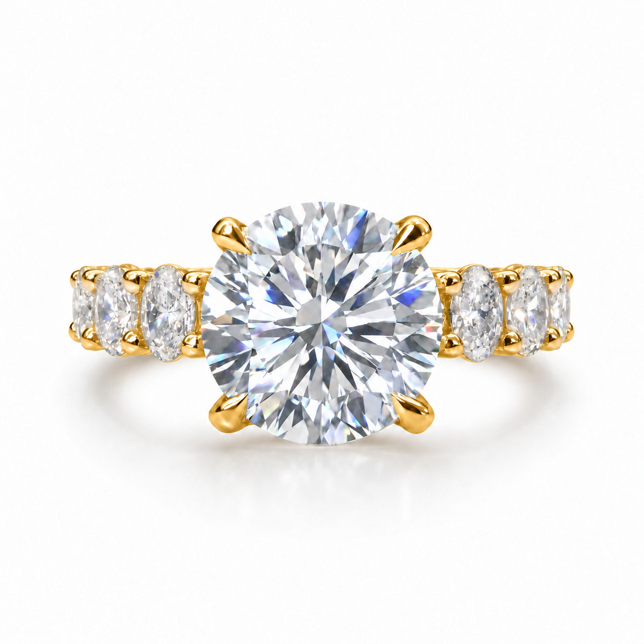 The 3MM Olivia engagement ring with a round lab-grown center diamond in yellow gold