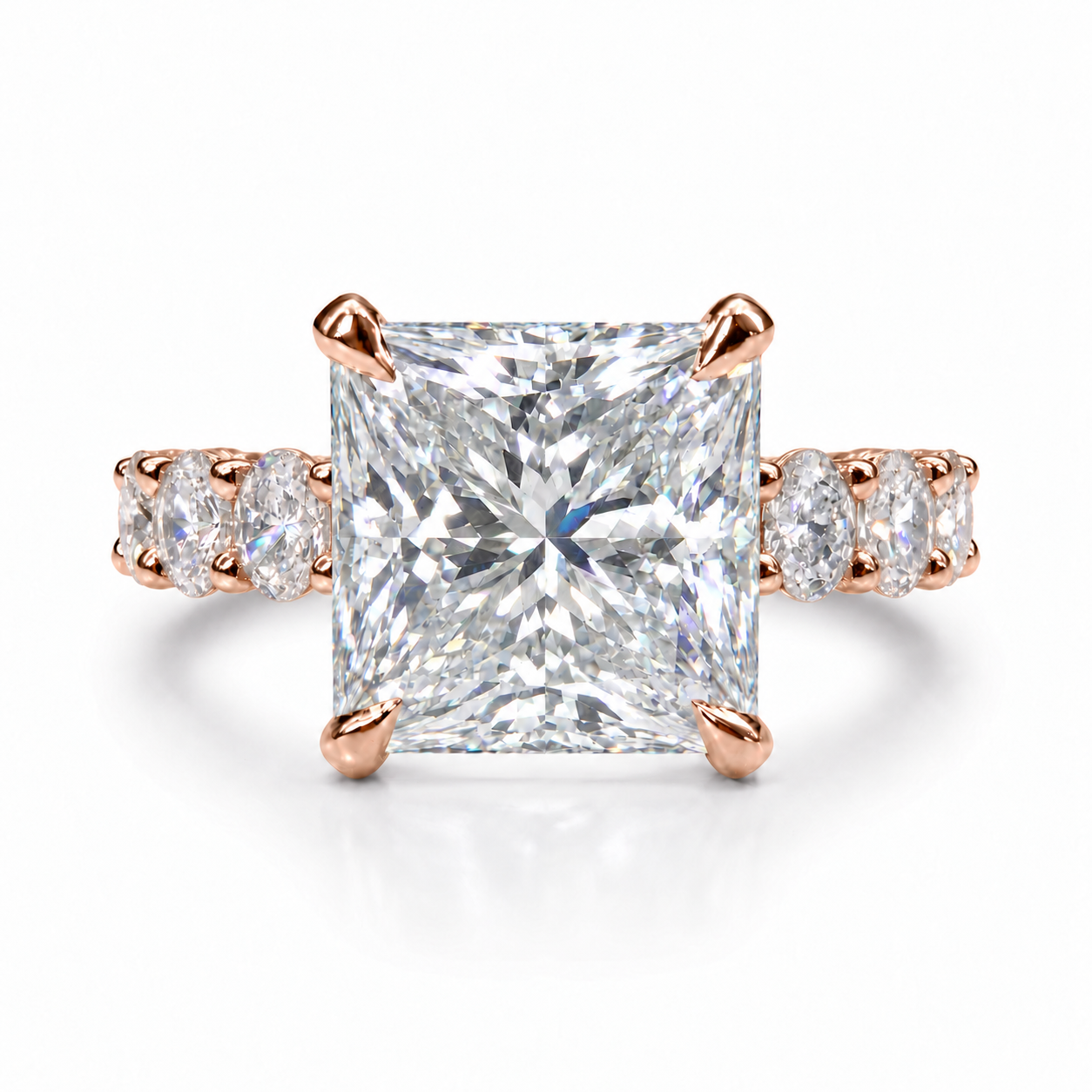 The 3MM Olivia engagement ring with a square lab-grown center diamond in rose gold
