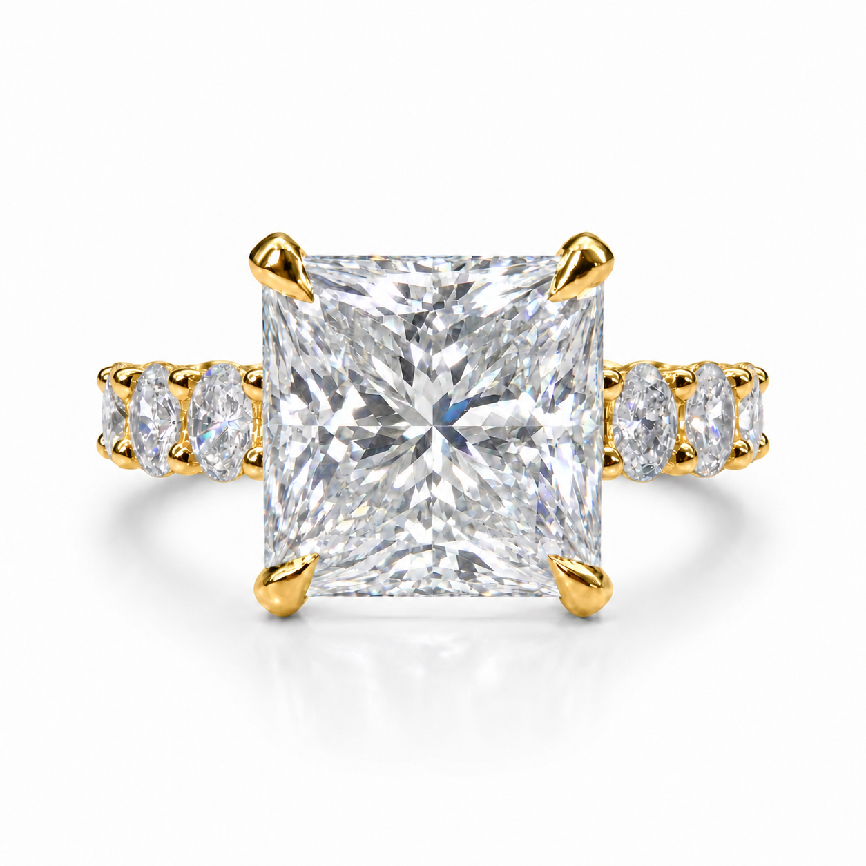 The 3MM Olivia engagement ring with a square lab-grown center diamond in yellow gold